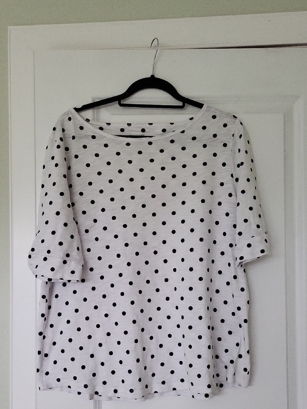 Chico's White Tee with Black Polka Dots - Short Sleeve